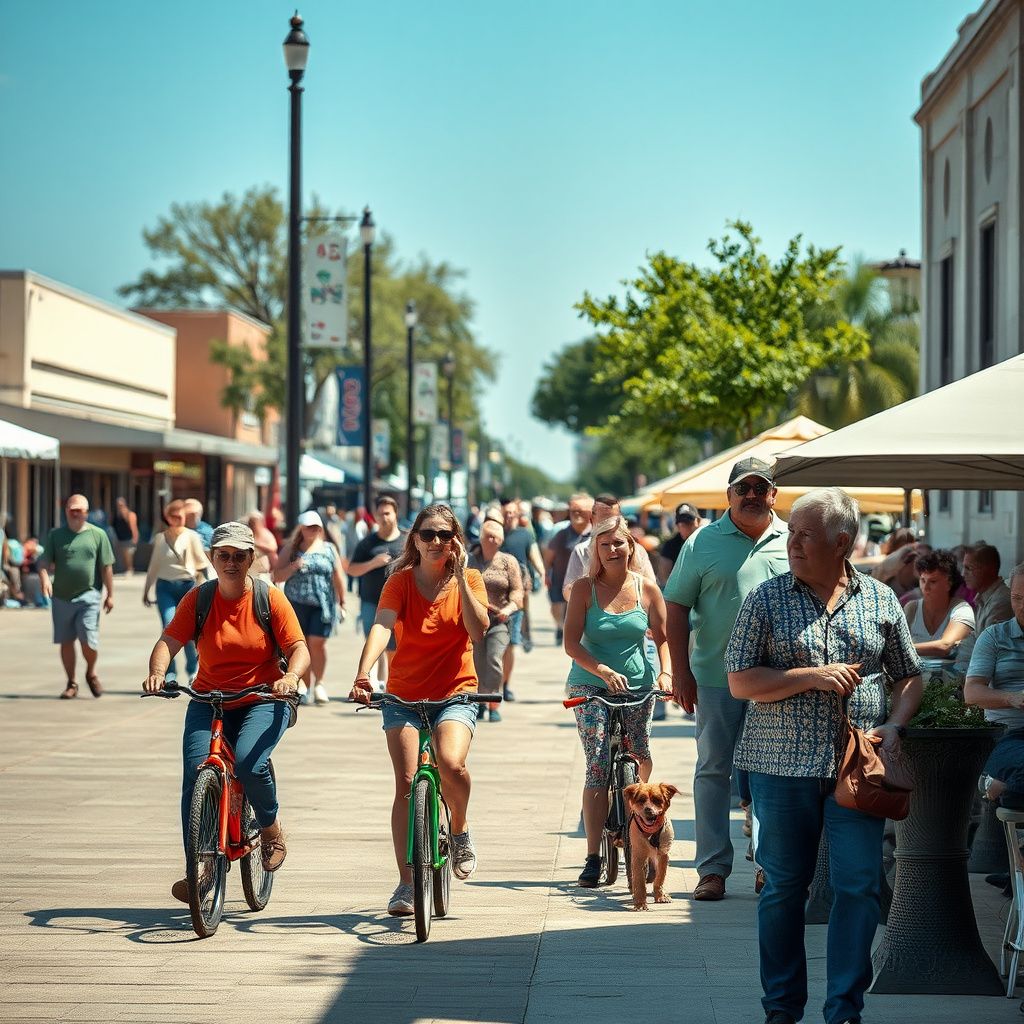 Historic downtown Schertz street scene with older brick buildings and a sense of community, reflecting the city's rich heritage.