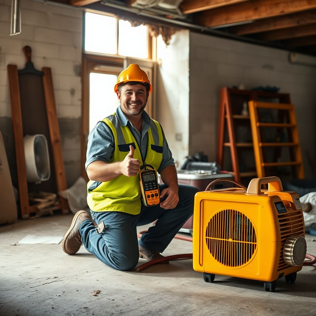 A certified mold remediation technician inspecting a wall in a New Braunfels home, using moisture detection equipment.